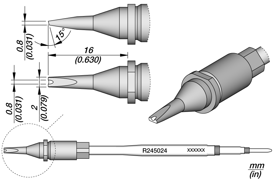 R245024 - Grooved Chisel Cartridge 2 x 0.8